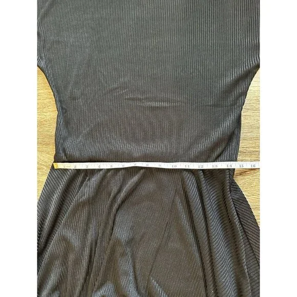 Free People NWT Ribbed Maxi Long Sleeve Black High Low Dress Size Large - Picture 5 of 8